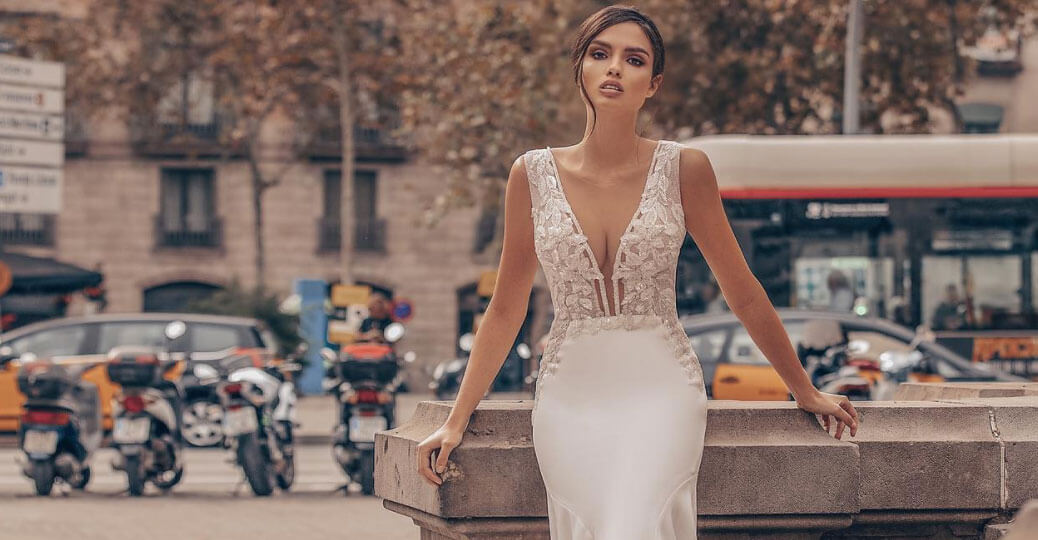 Model wearing a Giovanna Alessandro Bridal Gown