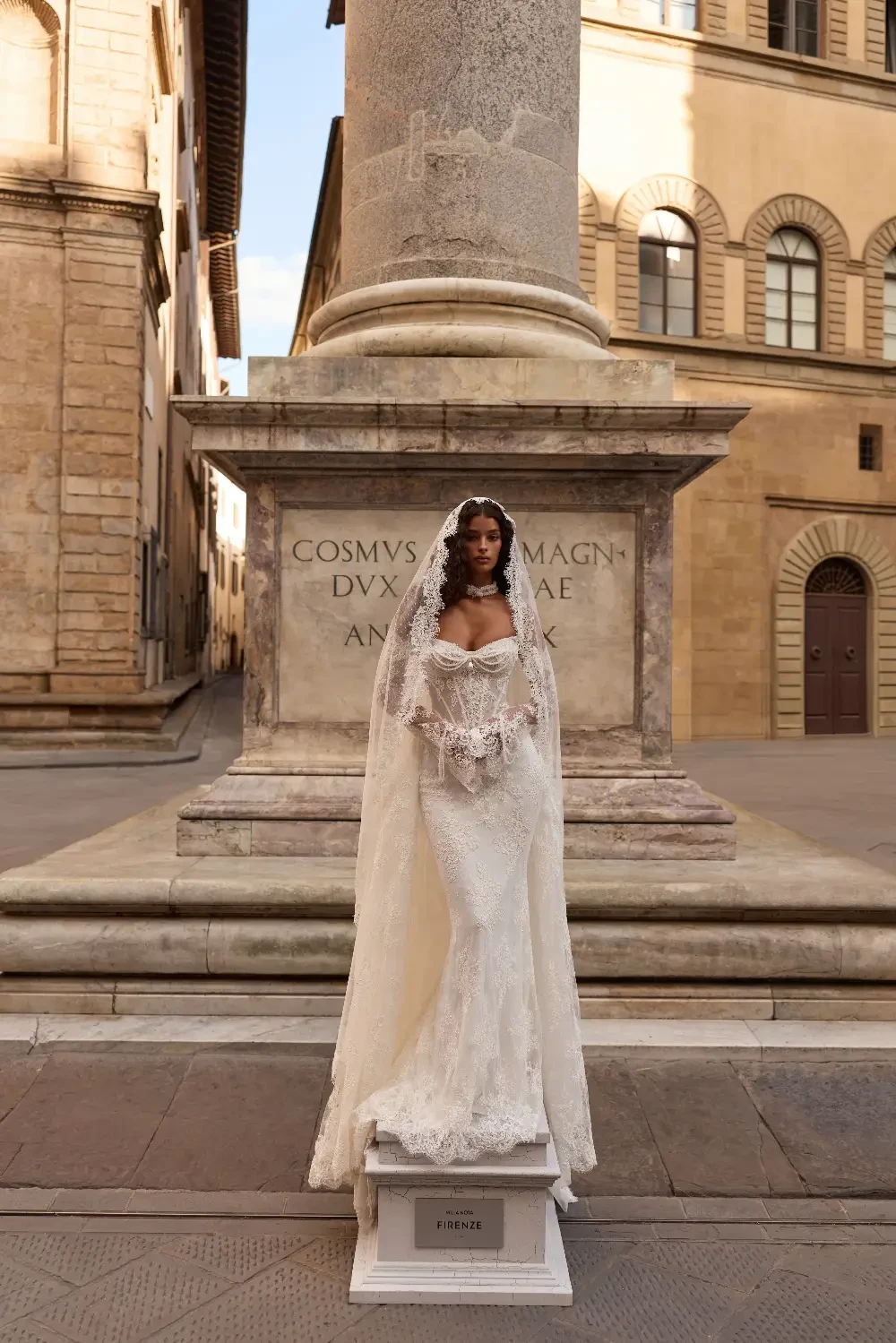 Milla Nova Botticella Chantilly lace mermaid wedding dress in Boston