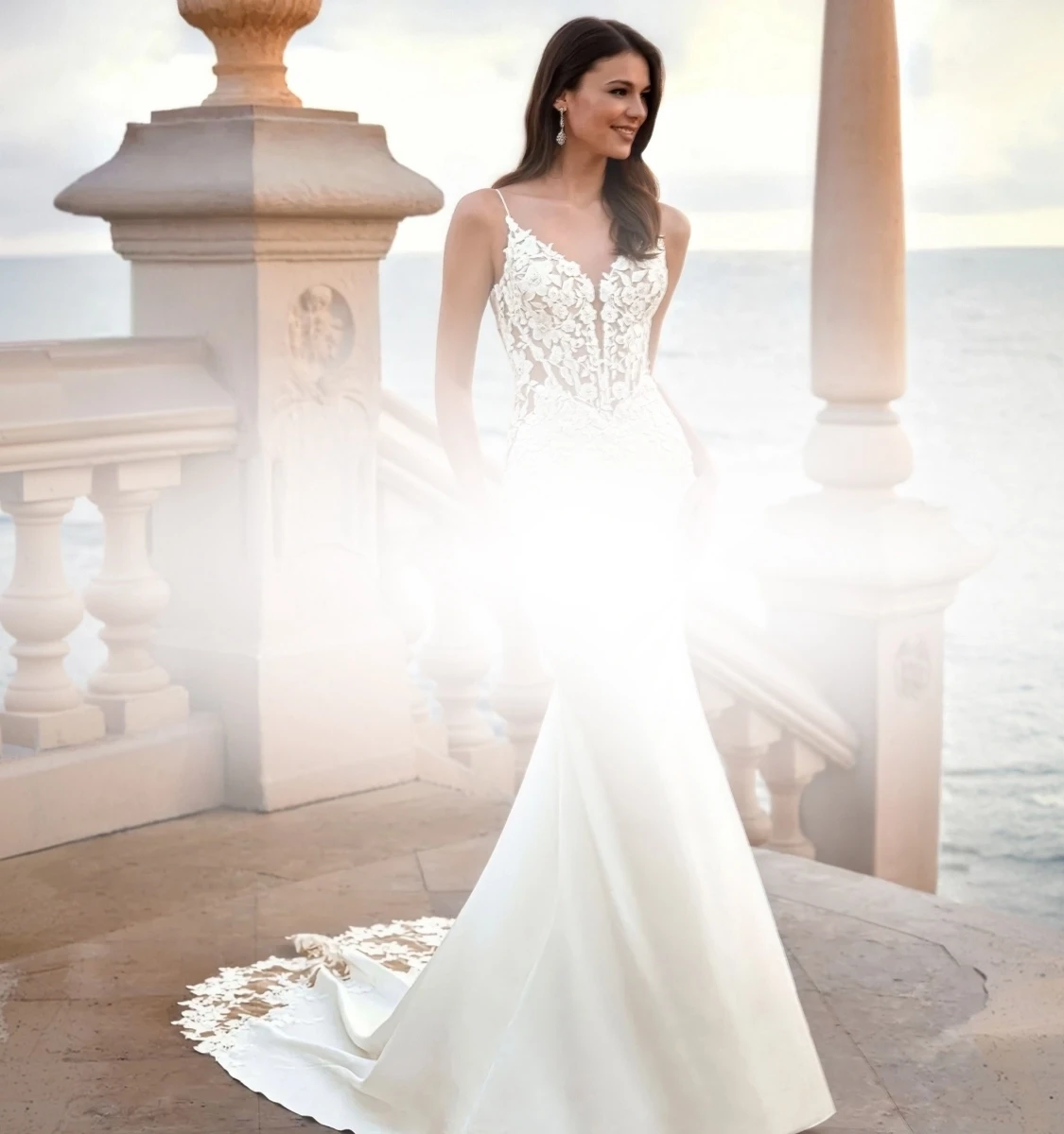Model wearing Love by Enzoani dress, mobile banner